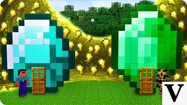 Comparación entre esmeraldas y diamantes en Minecraft